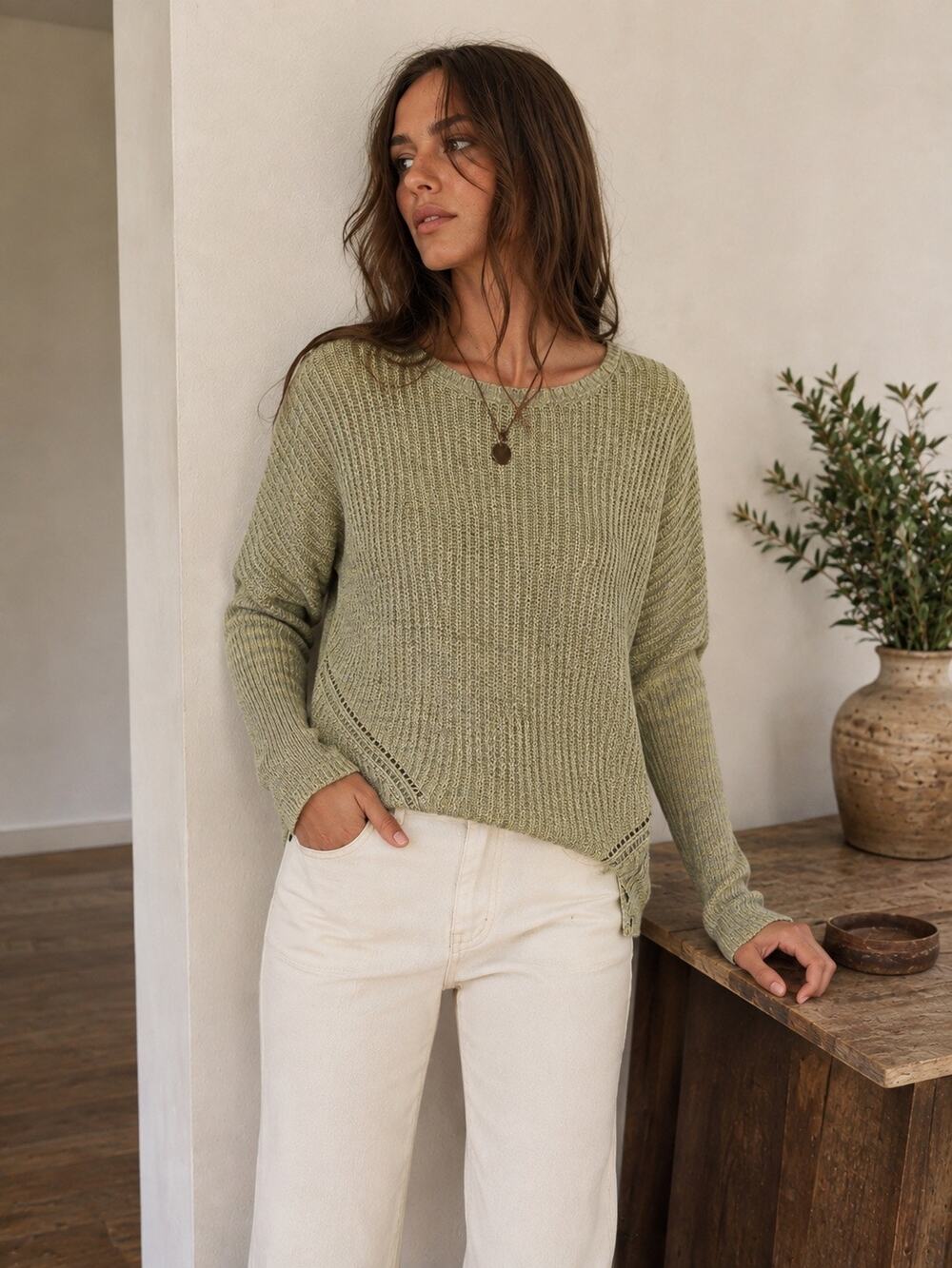 Anthropologie Moth Yellow Chunky Knit Cotton Raglan Sweater Size Small